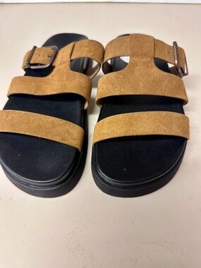 Steve Madden Tan Suede Double Strap Sandals